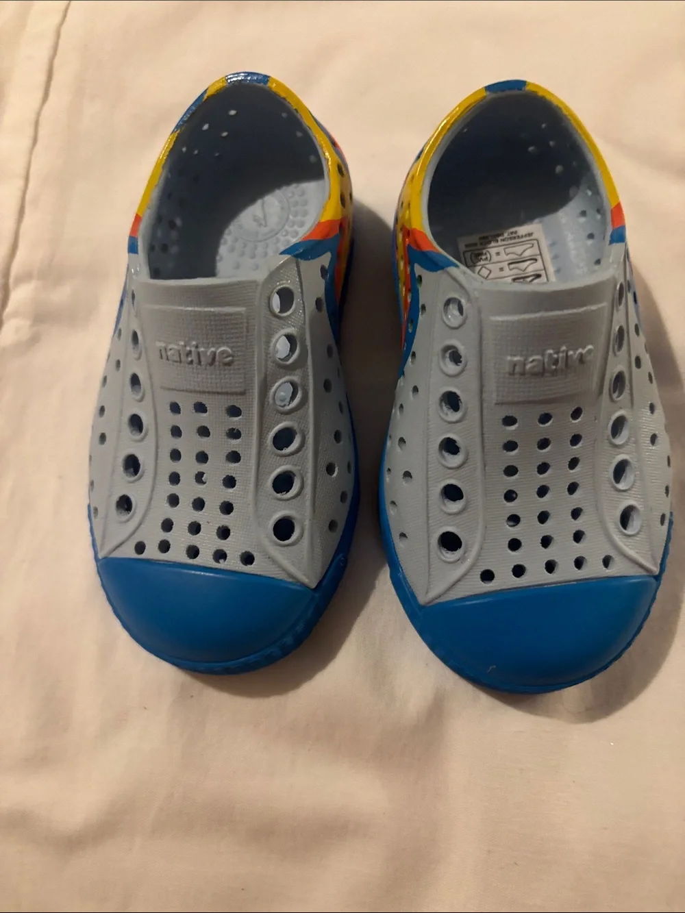 NWT Native Kids Water Shoes in Light Blue with Blue and Yellow Accents